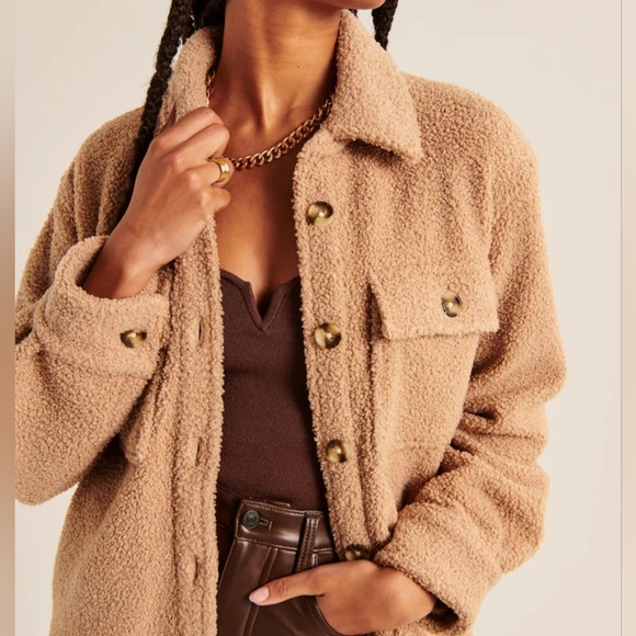 ABERCROMBIE & FITCH: Cozy Sherpa Shirt Jacket - Picture 6 of 7